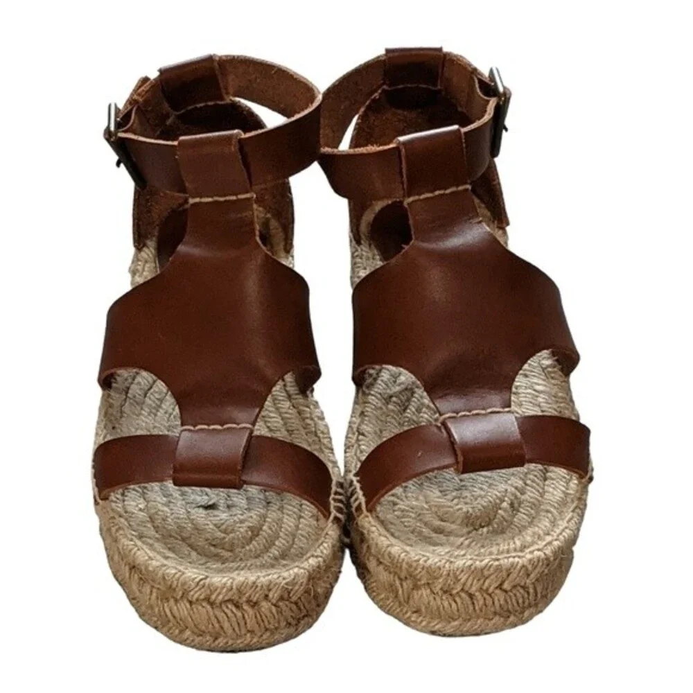 Soludos band of Shields leather platform espadrille size 5.5